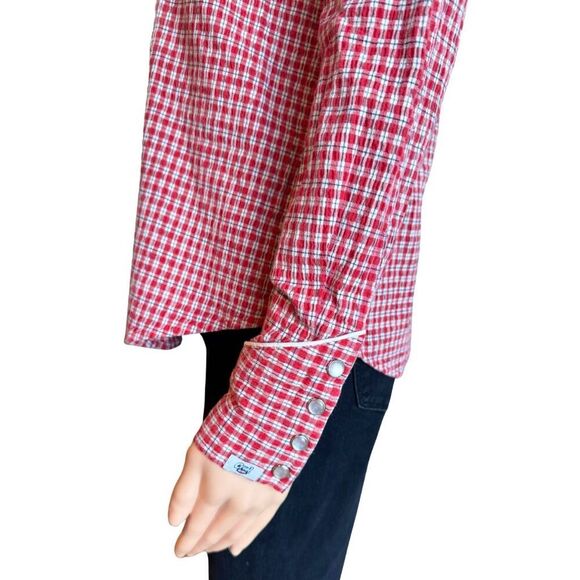 Cruel Girl Women’s Red Plaid Western Pearl Snap Shirt Medium - Picture 6 of 7